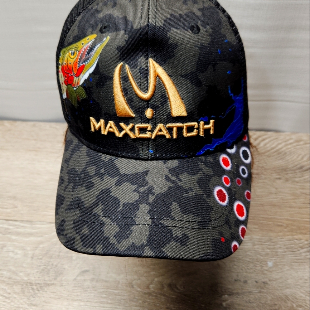 Mens Black Camoflauge Snapback Truckers Hat Maxcatch Embroidered Salmon